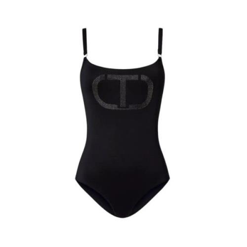 Zwart zeekleding met Oval T grafisch Twinset , Black , Dames