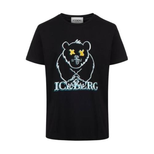 T-shirt met cartoonafbeeldingen Iceberg , Black , Heren