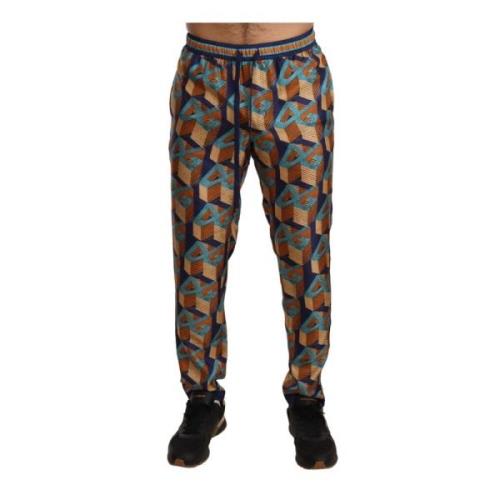 Zijden Joggingbroek met Patroon Dolce & Gabbana , Multicolor , Heren