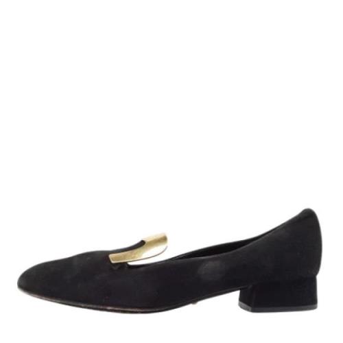 Pre-owned Suede flats Gucci Vintage , Black , Dames