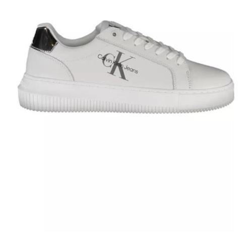 Witte Polyester Sneaker met Contrasterende Details Calvin Klein , Whit...