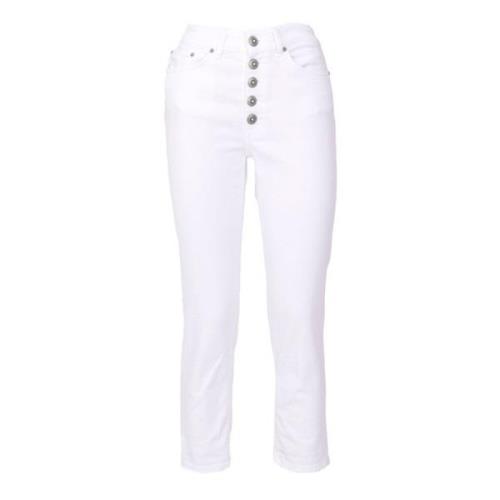 Witte Korte Jeans van Katoenmix Dondup , White , Dames