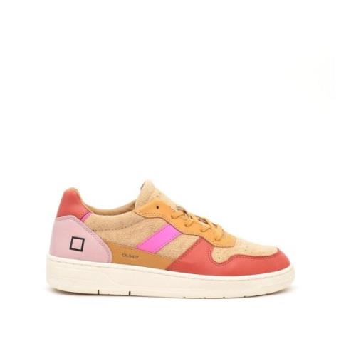 Beige Suede Court Sneakers D.a.t.e. , Multicolor , Dames