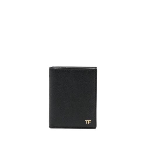 Zwarte creditcardportemonnee van textuurleer Tom Ford , Black , Heren