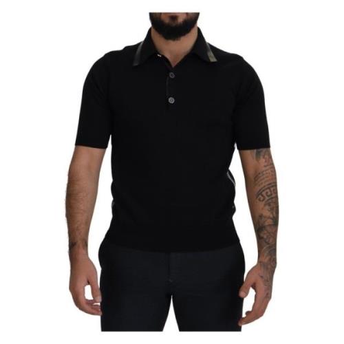 Zwart Polo Zijden T-shirt Dolce & Gabbana , Black , Heren