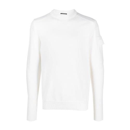 Witte Trui met Logo Patch C.p. Company , White , Heren