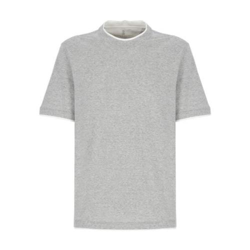 Grijze Katoenen T-shirt voor Mannen Brunello Cucinelli , Gray , Heren