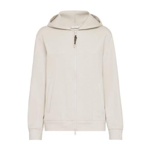 Beige Zip Sweatshirt met Monili Chain Brunello Cucinelli , Beige , Dam...