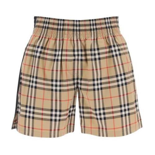 Check Shorts met elastische tailleband Burberry , Beige , Dames