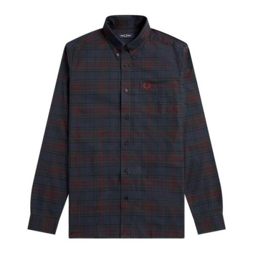 Authentiek Oxford Tartan Overhemd French Navy-S Fred Perry , Multicolo...