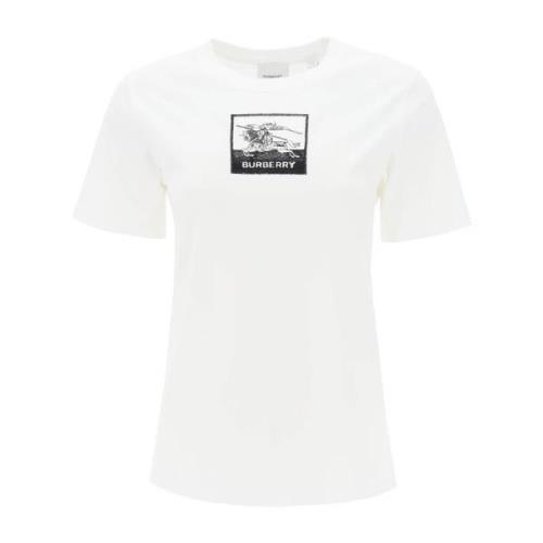 Margot T-Shirt met EKD Borduursel Burberry , White , Dames