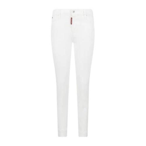 Denim Jeans met Logo Detail Dsquared2 , White , Dames