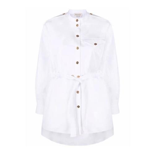 Katoenen overhemd met lange mouwen Alexander McQueen , White , Dames