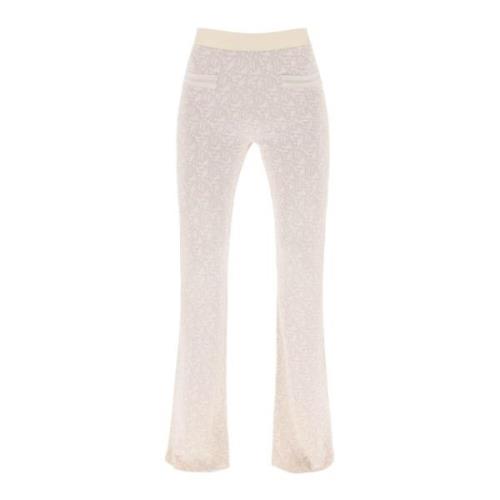 Monogram Lurex Gebreide Broek Palm Angels , Beige , Dames