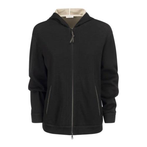 Katoenen en zijden hoodie Brunello Cucinelli , Black , Dames