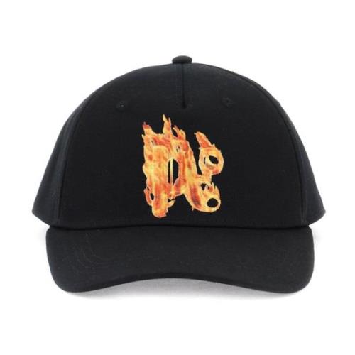 Brandend Monogram Baseball Cap Palm Angels , Black , Heren