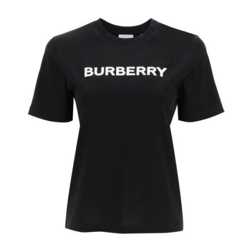 Logo Print Biologisch Katoenen T-Shirt Burberry , Black , Dames