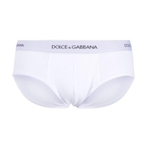 Logo Taille Ribgebreide Slipjes Dolce & Gabbana , White , Heren