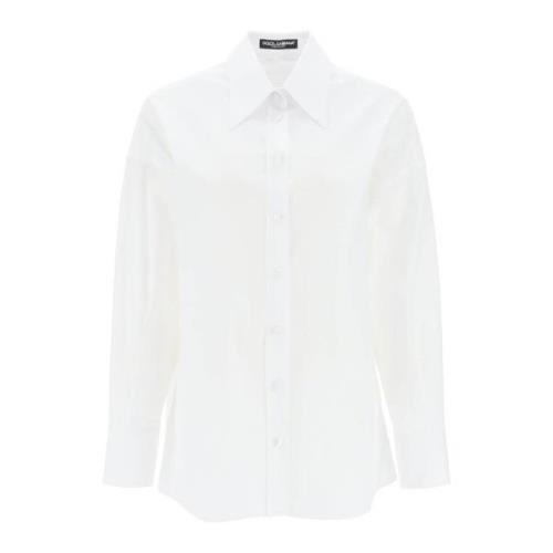 Maxi Overhemd met Satijnen Knopen Dolce & Gabbana , White , Dames