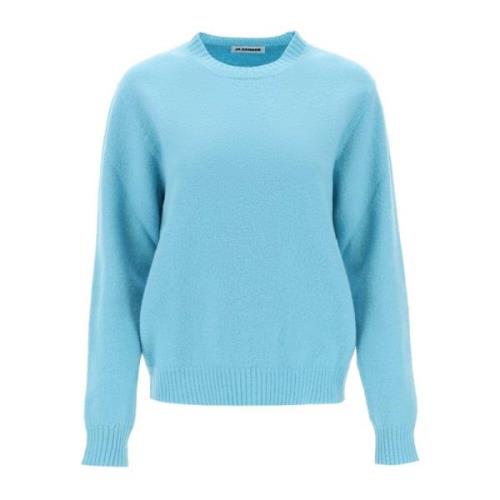 Wollen Crew Neck Sweater met losse pasvorm Jil Sander , Blue , Dames