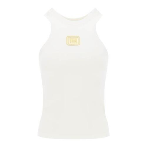 Katoenen Tanktop met PB Borduursel Balmain , White , Dames