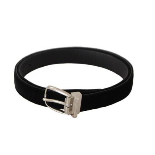 Fluwelen Zilverkleurige Metalen Gesp Riem Dolce & Gabbana , Black , He...