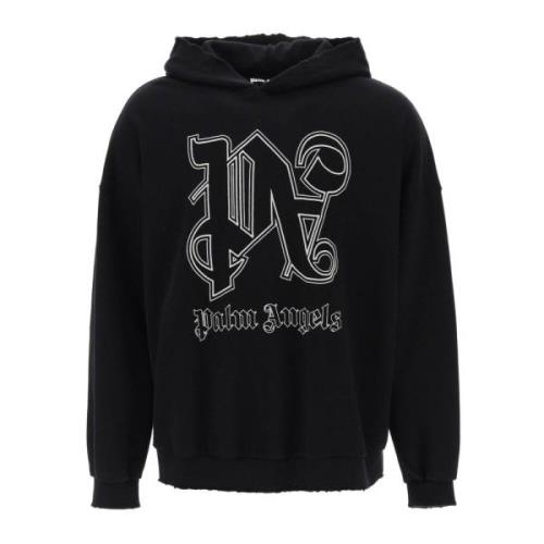 Monogram Statement Hoodie Palm Angels , Black , Heren