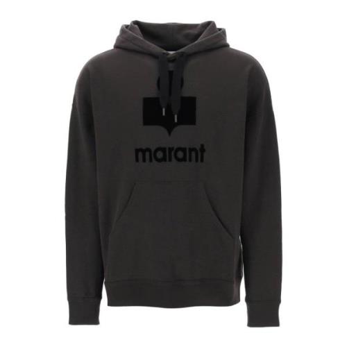 Oversized Miley Hoodie met Flocked Logo Isabel Marant , Black , Heren