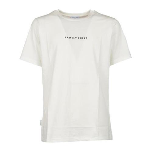 Zwart/Wit Logo Print T-Shirt Family First , White , Heren