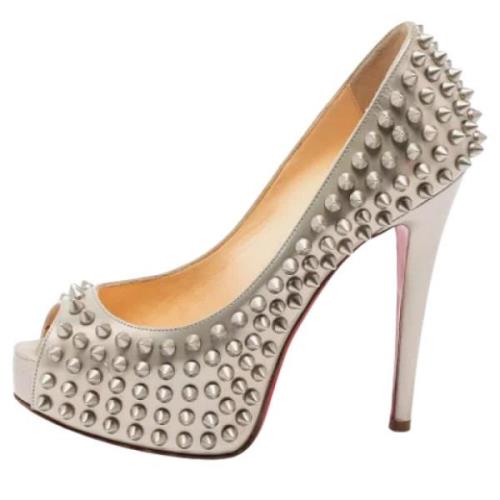 Pre-owned Leather heels Christian Louboutin Pre-owned , Gray , Dames