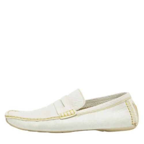 Pre-owned Leather flats Louis Vuitton Vintage , White , Dames