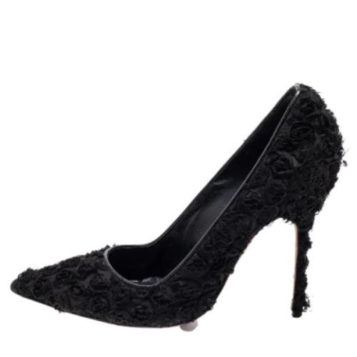 Pre-owned Fabric heels Manolo Blahnik Pre-owned , Black , Dames