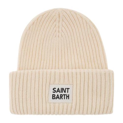 Gemengde Wol en Kasjmier Beanie MC2 Saint Barth , White , Dames