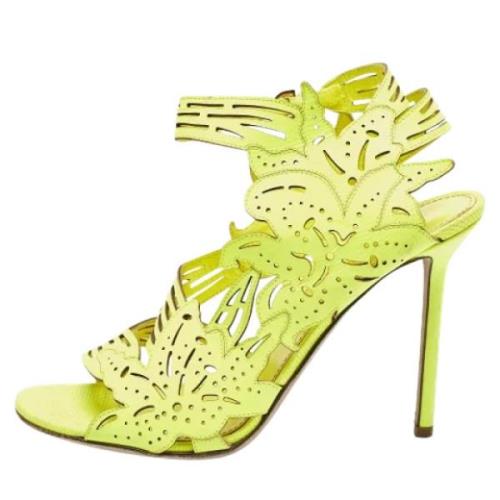 Pre-owned Leather sandals Sergio Rossi Pre-owned , Green , Dames