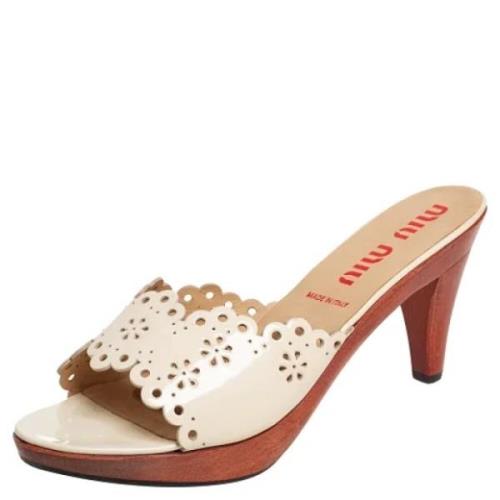 Pre-owned Leather sandals Miu Miu Pre-owned , White , Dames