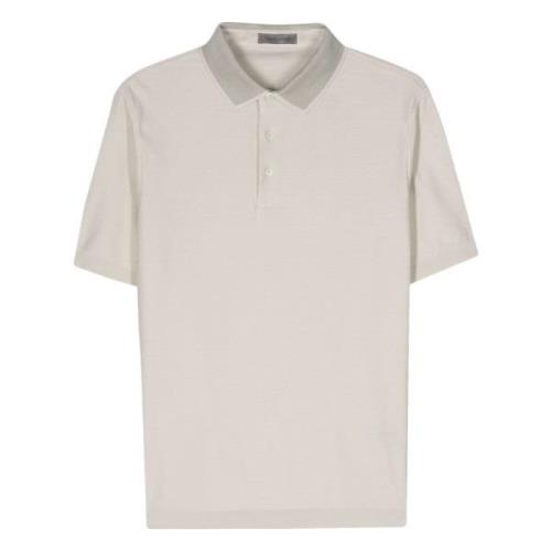 Contrast Katoenen Polo Shirt Corneliani , Beige , Heren