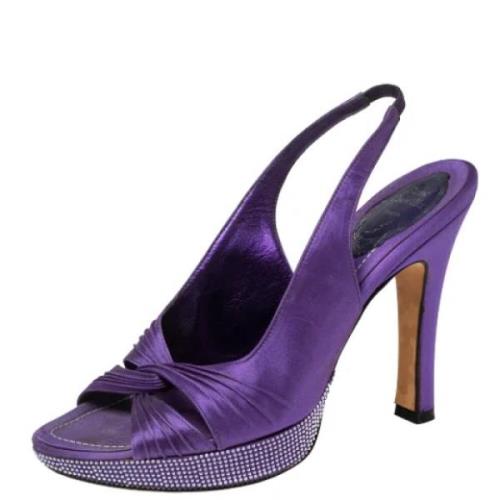 Pre-owned Satin sandals René Caovilla Pre-owned , Purple , Dames