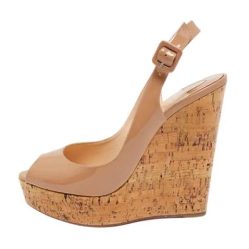 Pre-owned Leather sandals Christian Louboutin Pre-owned , Beige , Dame...