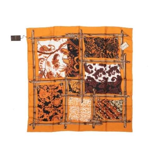 Pre-owned Silk scarves Gucci Vintage , Orange , Dames