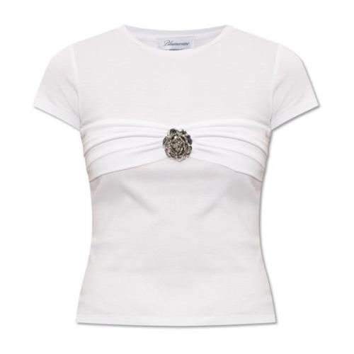 T-shirt met rozenbroche Blumarine , White , Dames