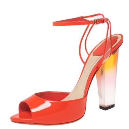 Pre-owned Leather sandals Dior Vintage , Orange , Dames