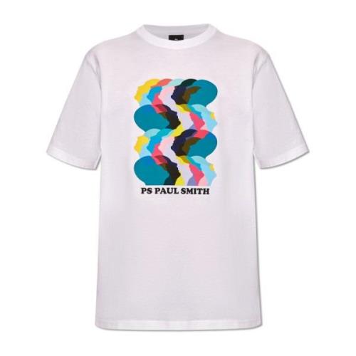 Bedrukt T-shirt PS By Paul Smith , White , Heren