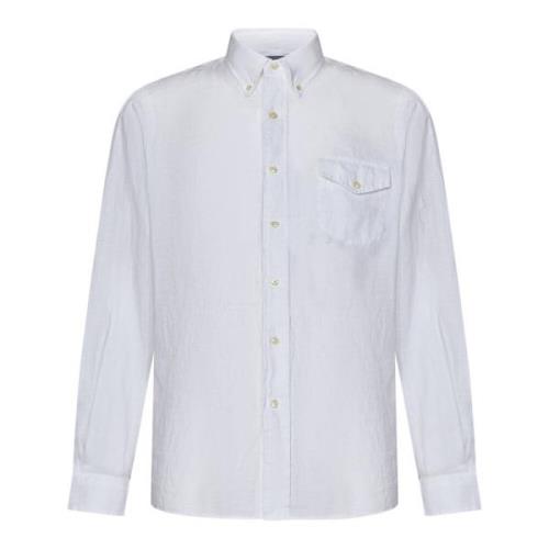 Witte Linnen Overhemd met Knopen Polo Ralph Lauren , White , Heren