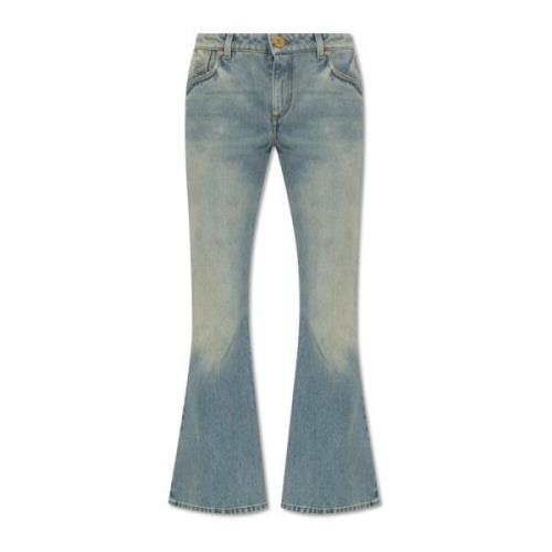 Flared jeans met vintage-effect Balmain , Blue , Dames