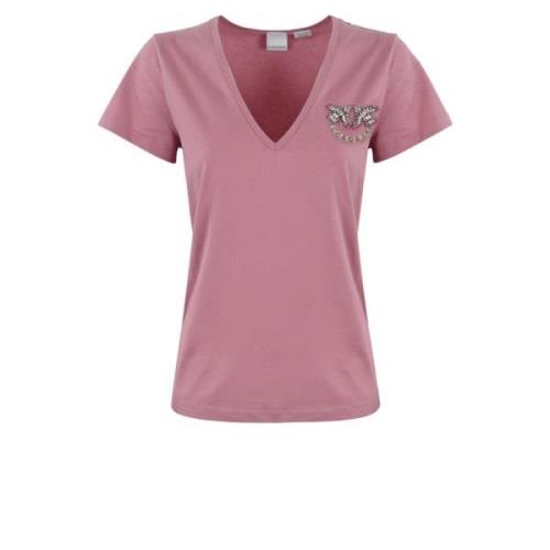 Love Birds Geborduurd Dames T-shirt Pinko , Pink , Dames