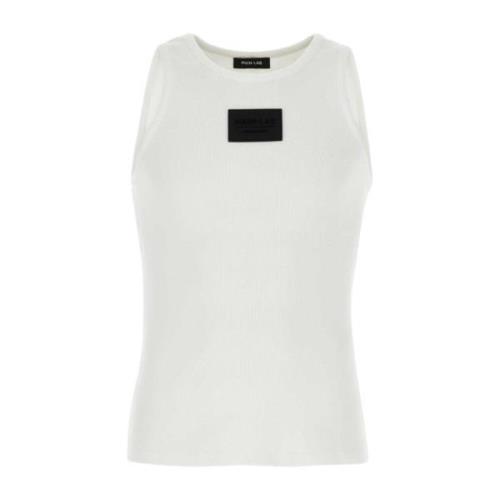 Stretch Katoenen Tanktop Balmain , White , Heren