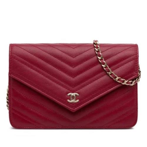 Pre-owned Leather wallets Chanel Vintage , Red , Dames