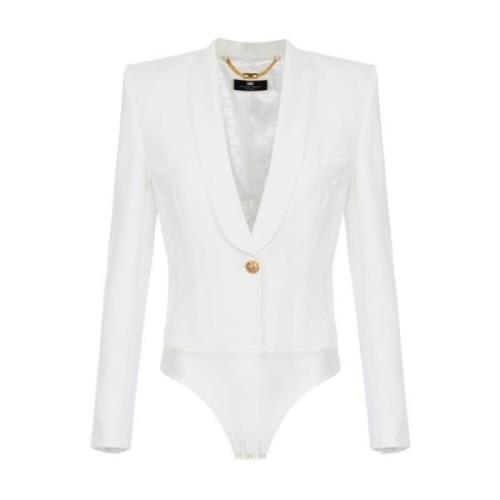 Ivoor Crêpe Body Jas met Shawl Revers Elisabetta Franchi , White , Dam...