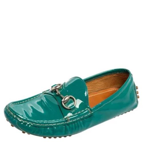 Pre-owned Leather flats Gucci Vintage , Green , Dames