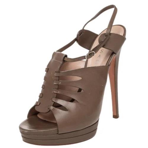 Pre-owned Leather sandals Casadei Pre-owned , Brown , Dames